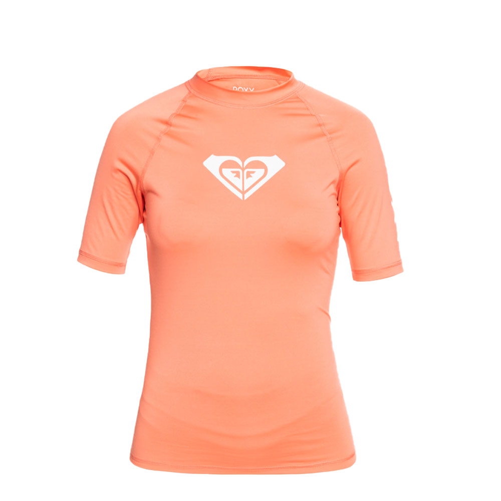 Lycra Femme Roxy Whole Hearted manches courtes rose en stock, Lycra  protection UV